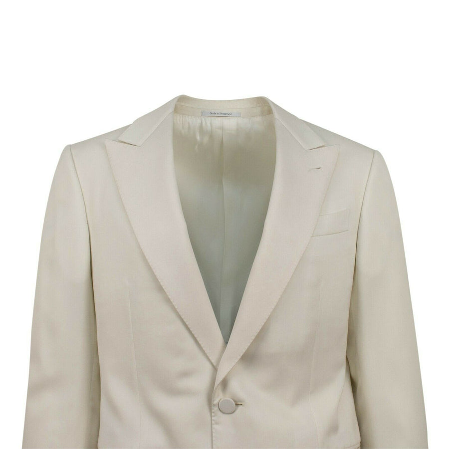 ERMENEGILDO ZEGNA SU MISURA Wool One Button Tuxedo - Ivory