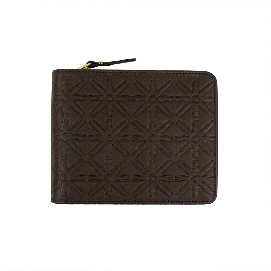 Leather Star Cardholder Zip Around Wallet - Brown