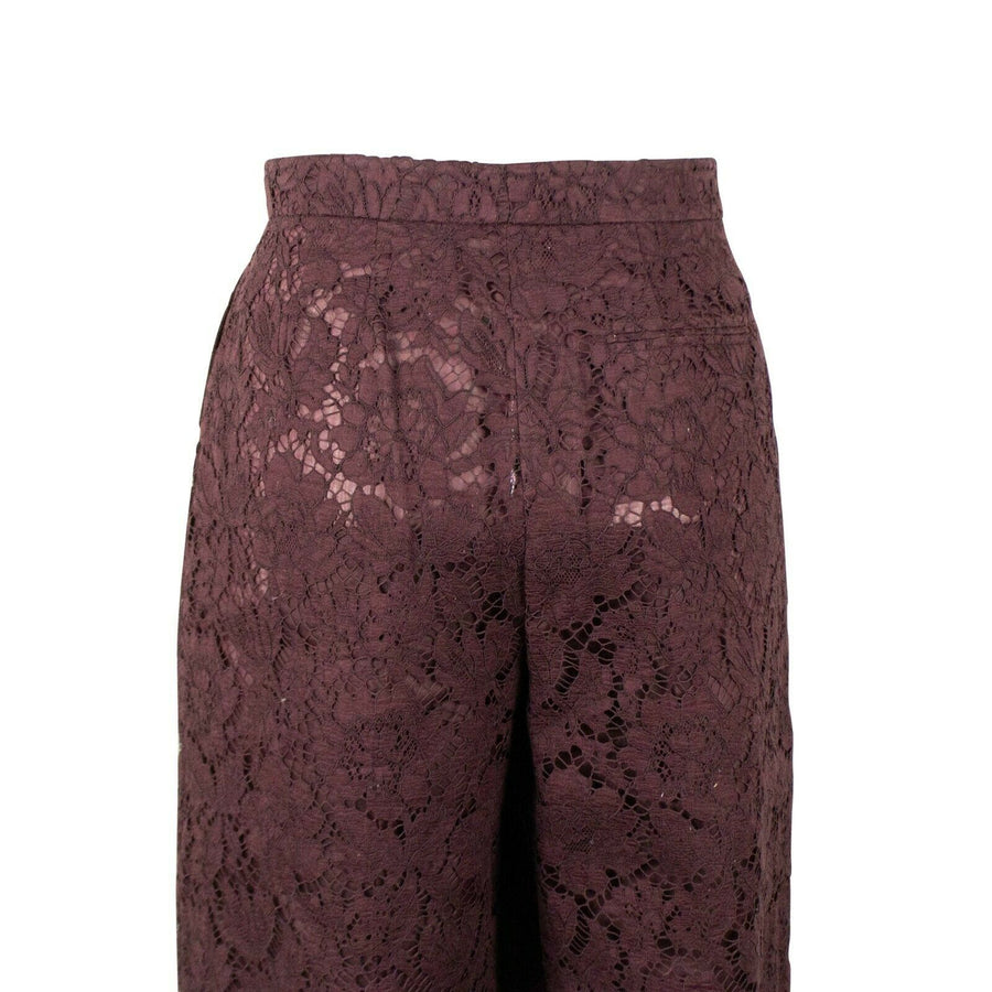 Lace Wide Leg Pants - Burgundy