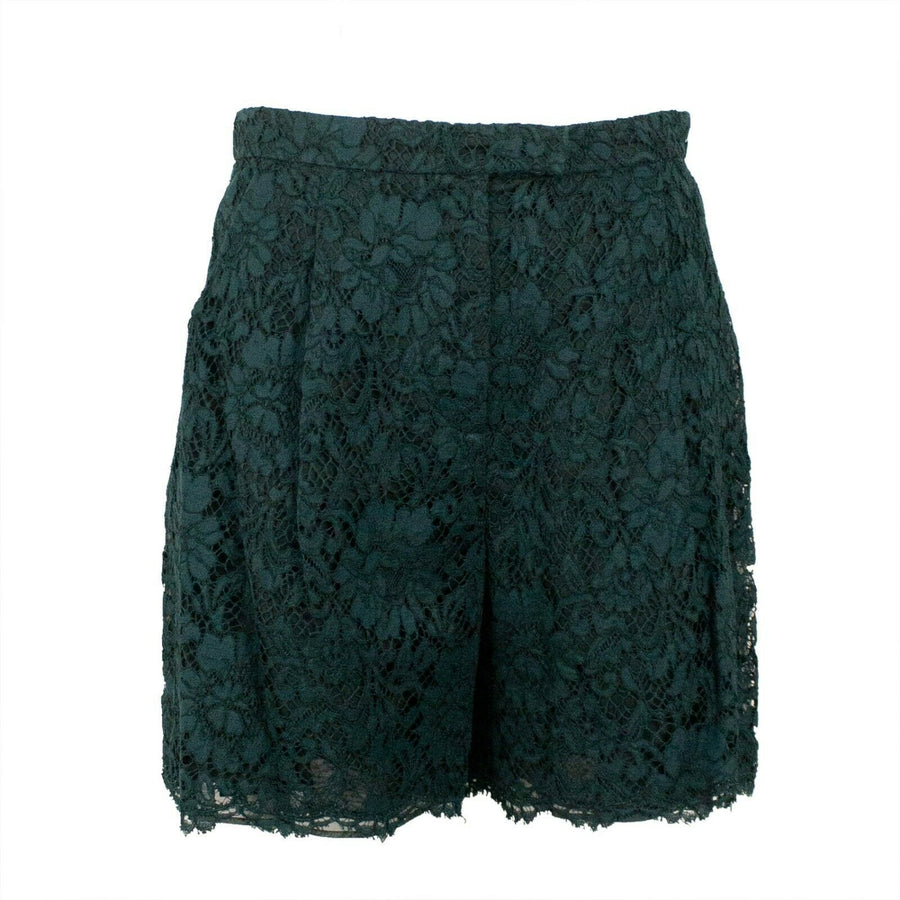 Floral Lace Cotton Blend Shorts - Green