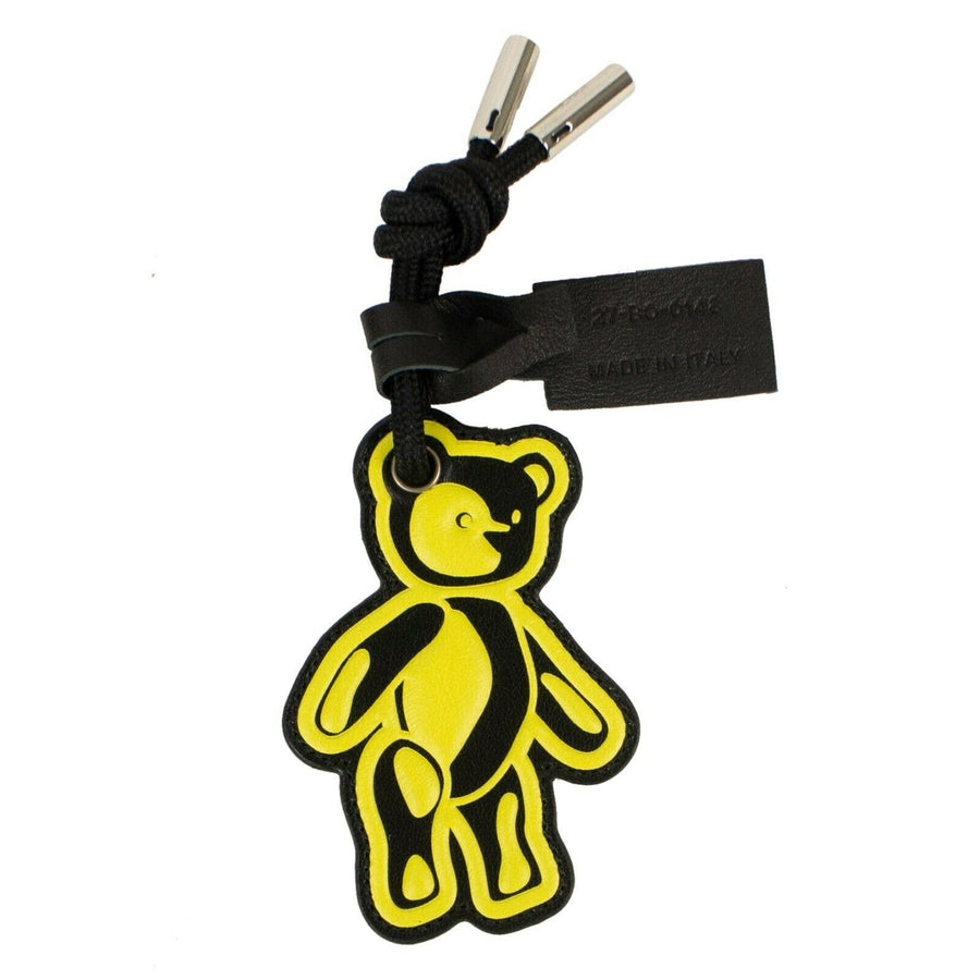 CHRISTIAN DIOR HOMME Leather Teddy Bear Key Chain - Black And Yellow