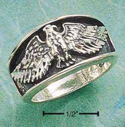 Sterling Silver Eagle With Spread Wings Band Ring