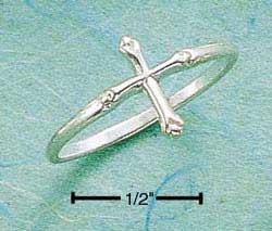 Sterling Silver Small Cross With Fancy Points Ring