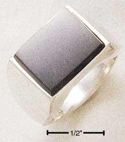Sterling Silver Men's Rectangular Obsidian Ring