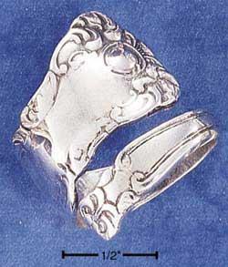 Sterling Silver Spoon Ring With Swirl Design And Antiqued Finish