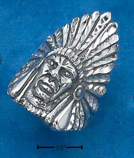 Sterling Silver Mens Indian Head Ring