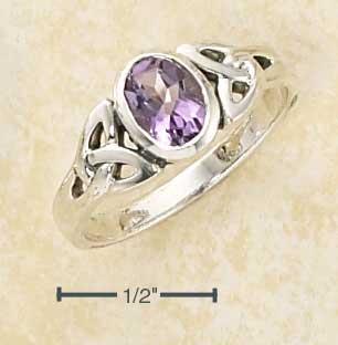 Sterling Silver Amethyst Celtic Trinity Knot Ring