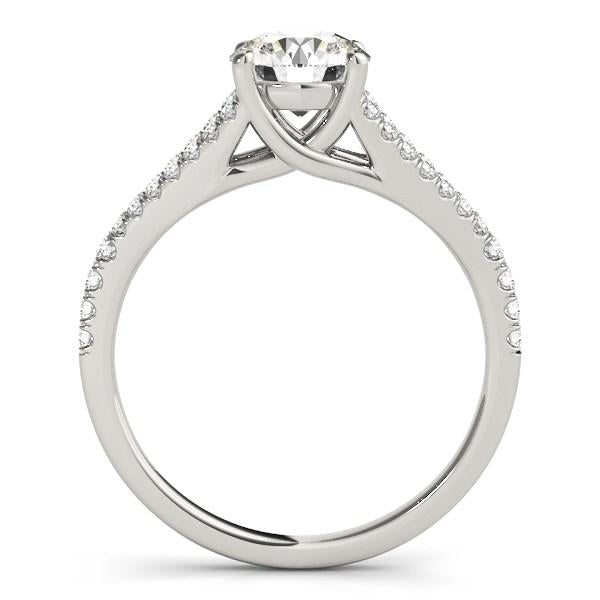 14k White Gold Split Shank Round Pronged Diamond Engagement Ring (1 1/8 cttw)