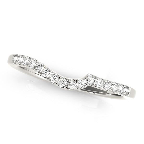 14k White Gold Curved Style Pave Diamond Wedding Ring (1/6 cttw)