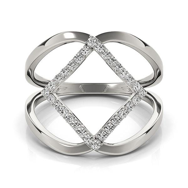 14k White Gold Interlaced Design Diamond Ring (1/5 cttw)