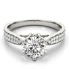 Six Prong 14k White Gold Diamond Engagement Ring with Pave Band (1 5/8 cttw)