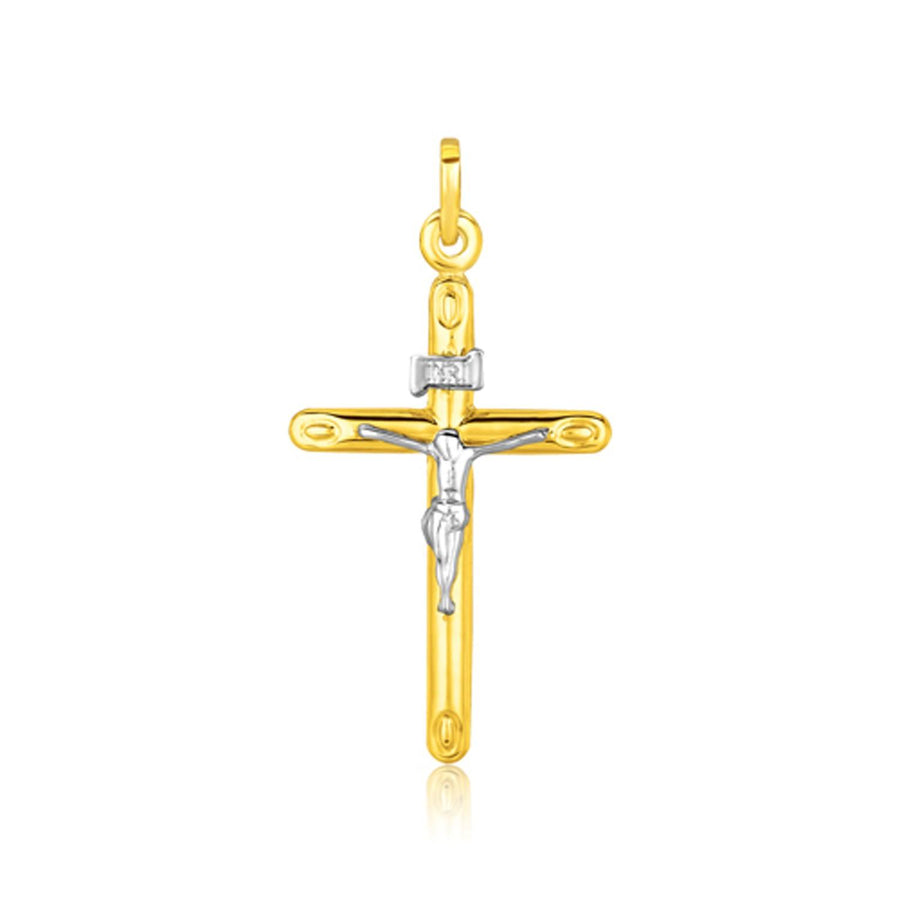 14k Two Tone Gold Cross Pendant