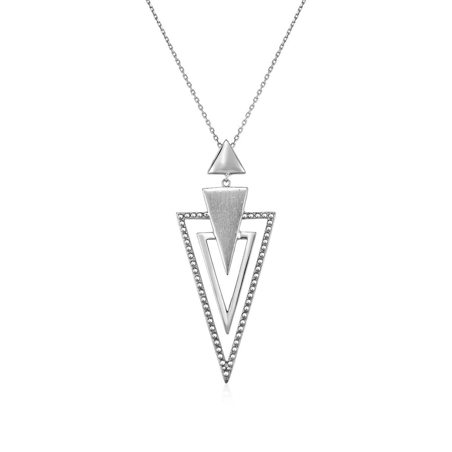 Graduated Textured Triangle Pendant in Sterling Silver