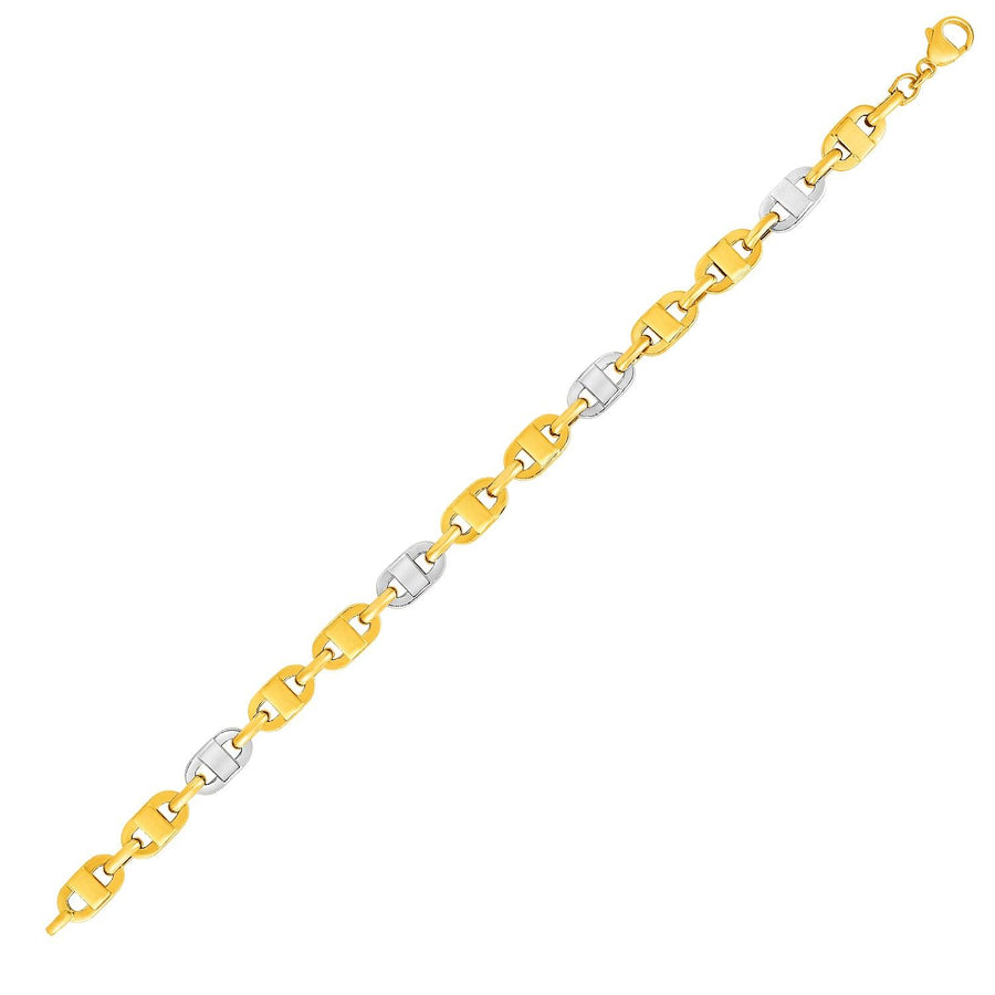 Mariner Motif Link Bracelet in 14k Two-Tone Gold