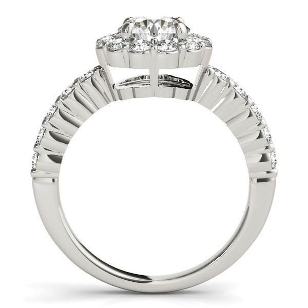 14k White Gold Round Floral Motif Diamond Engagement Ring (1 5/8 cttw)