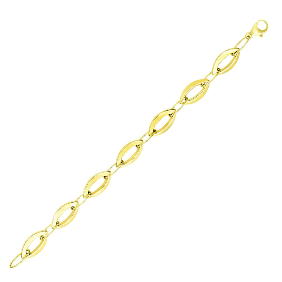 14k Yellow Gold Marquis and Oval Cable Chain Bracelet