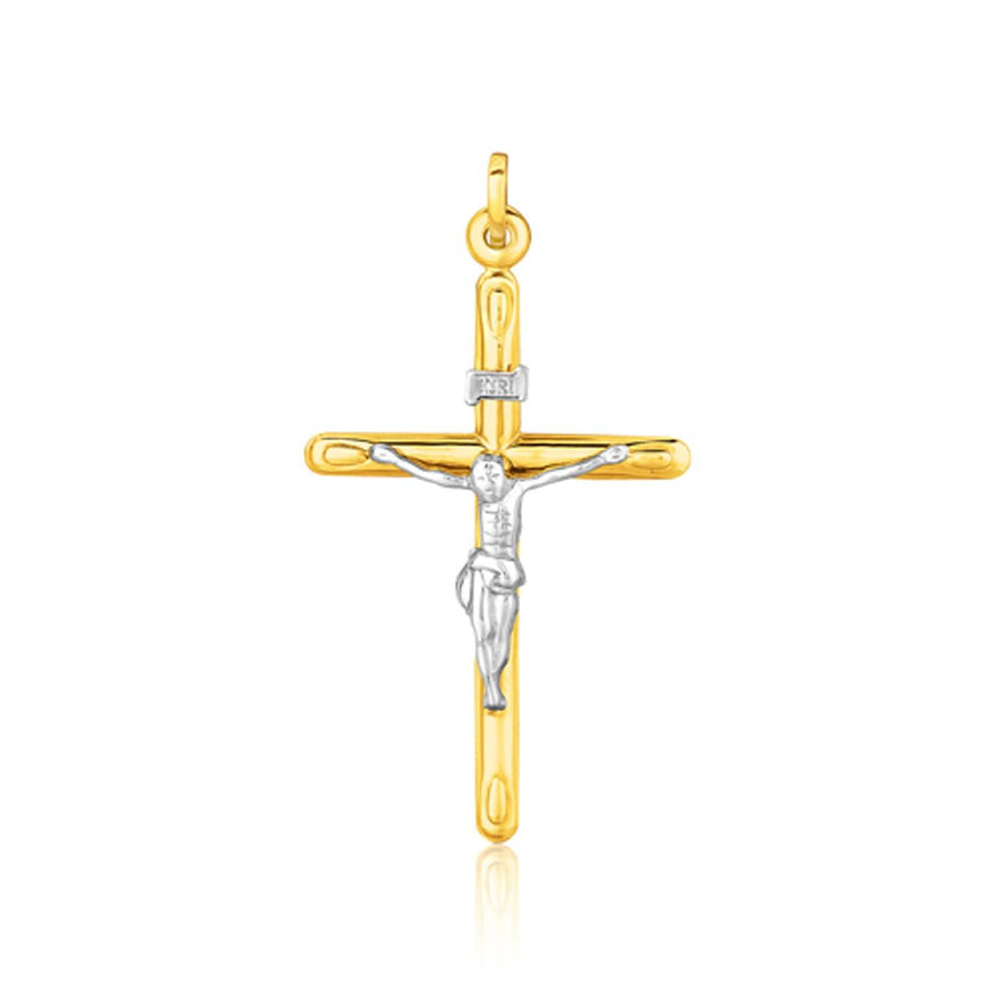 14k Two Tone Gold Cross Pendant