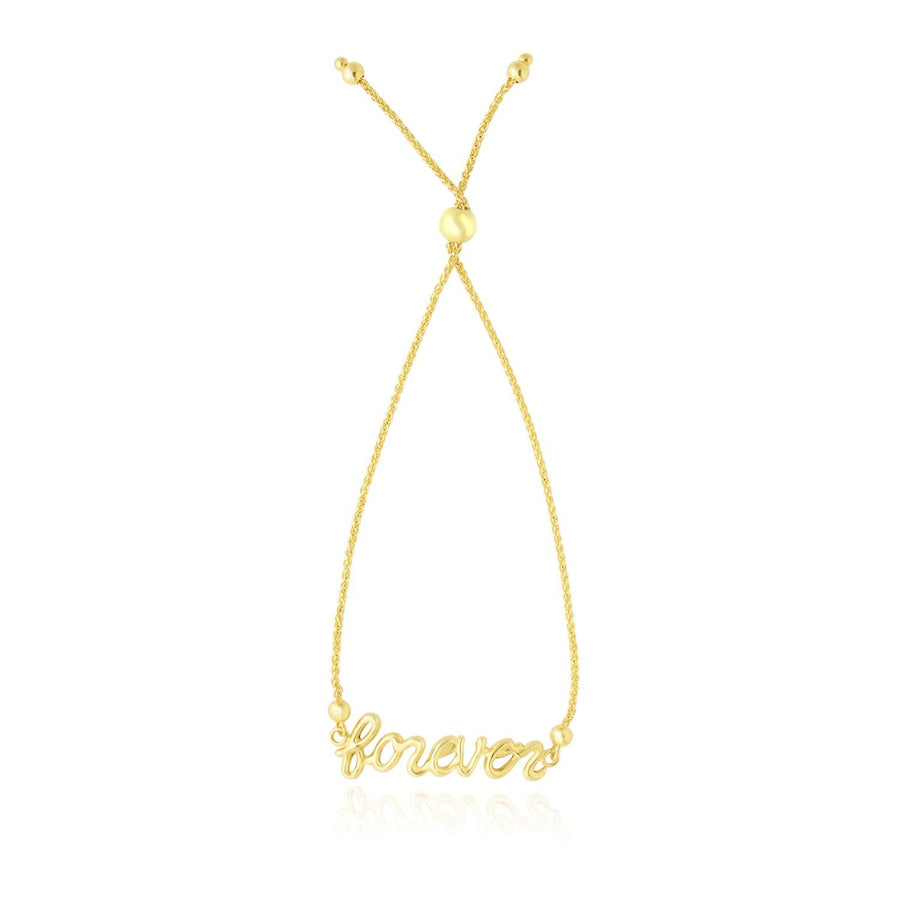 14k Yellow Gold FOREVER Adjustable Lariat Design Bracelet