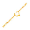 14k Yellow Gold Double Rolo Chain Anklet with an Open Heart Station