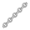 Sterling Silver Round Motif Cable Design Chain Link Bracelet