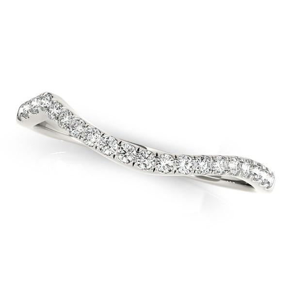 14k White Gold Curvy Design Diamond Wedding Band (1/8 cttw)