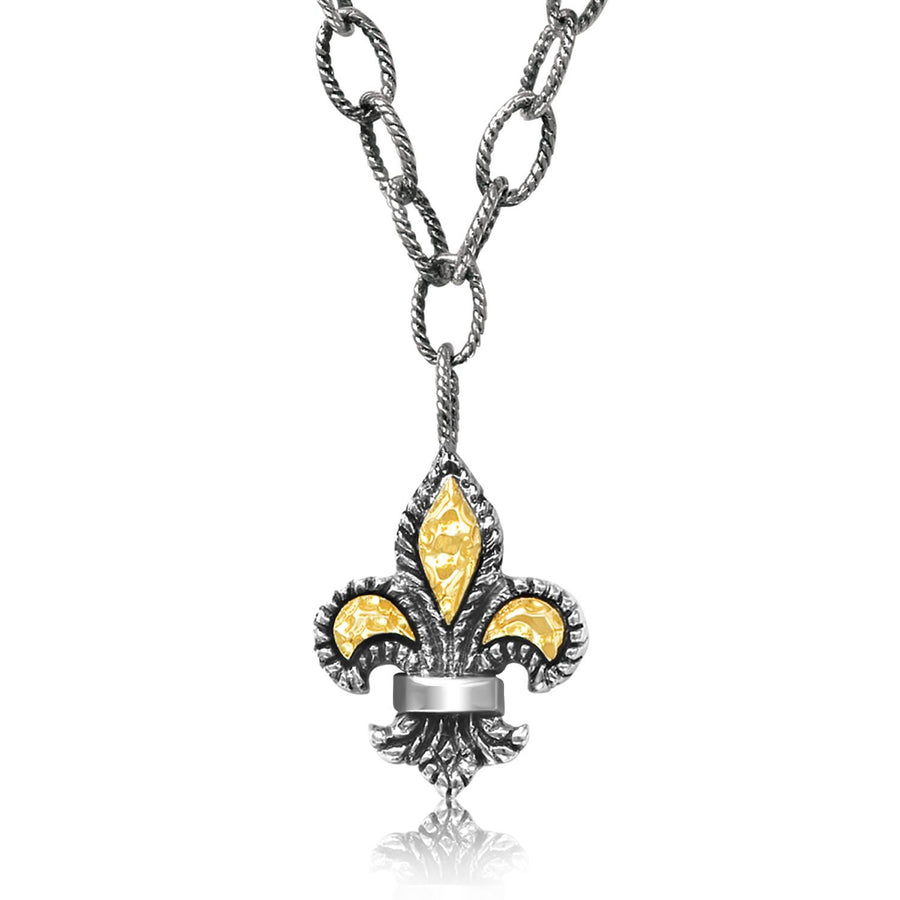 Sterling Silver & 18k Yellow Gold Fleur De List Pendant