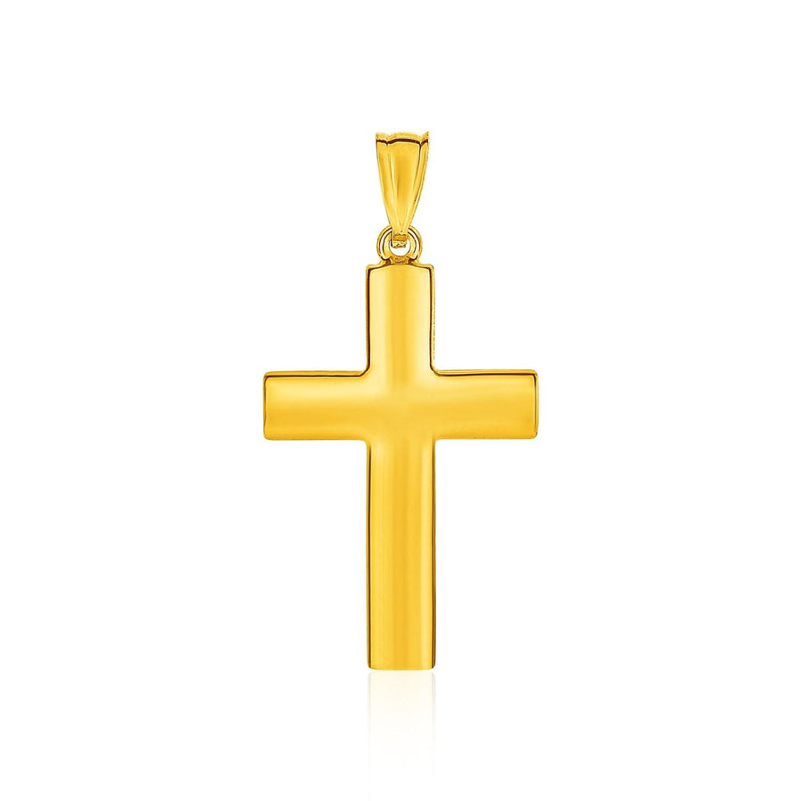 14k Yellow Gold Reversible Textured Cross Pendant