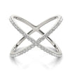 14k White Gold X Style Thin Ring with Diamonds (1/2 cttw)