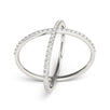 14k White Gold X Style Thin Ring with Diamonds (1/2 cttw)