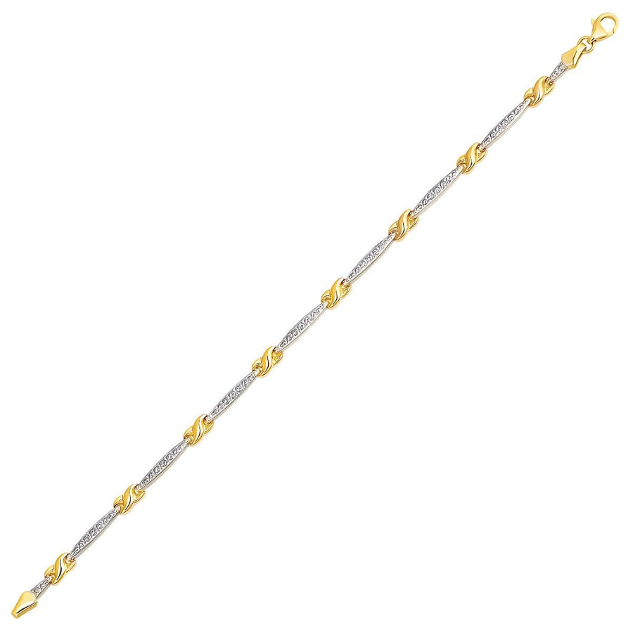 14k Two-Tone Gold Fancy Infinity Knot Line Bracelet