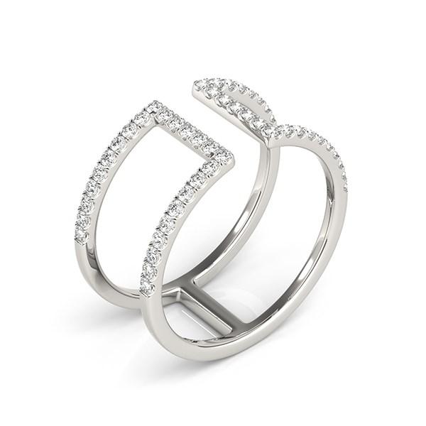 14k White Gold Modern Dual Band Style Diamond Ring (1/2 cttw)