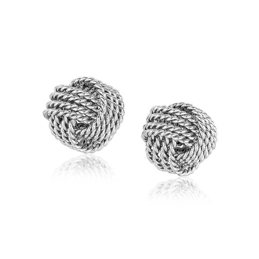 Sterling Silver Textured Love Knot Stud Style Earrings