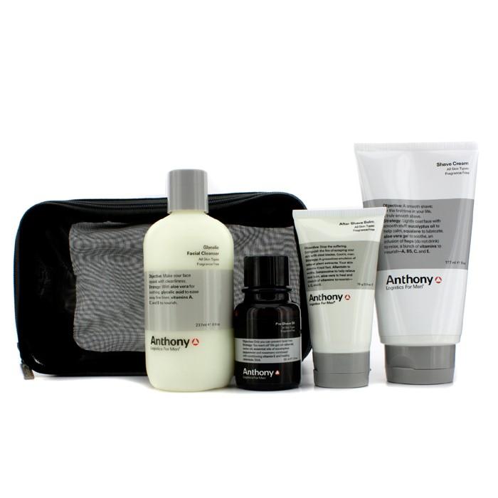 Logistics For Men The Perfect Shave Kit: Cleanser + Pre-shave Oil + Shave Cream + After Shave Cream - 4pcs