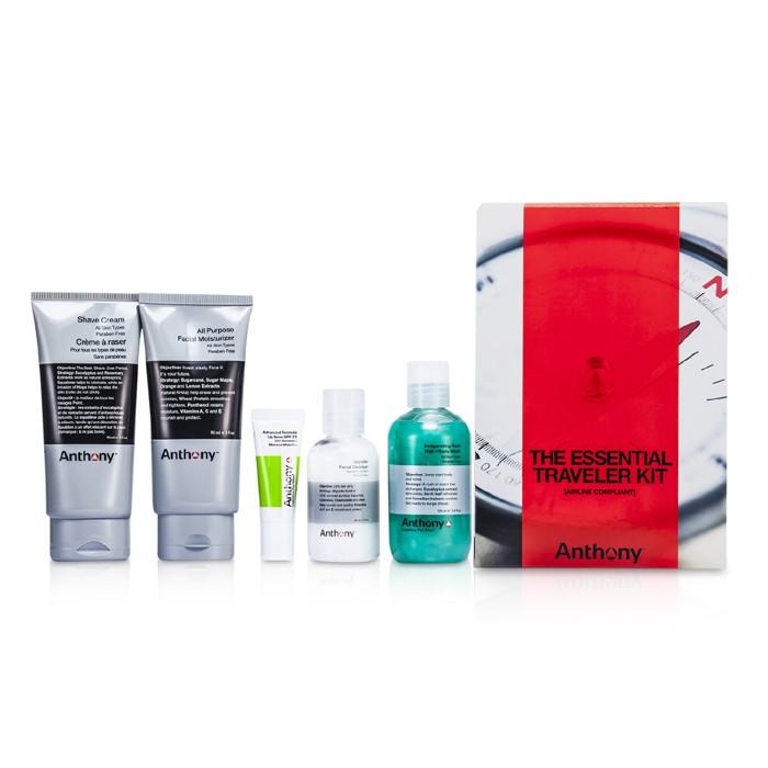 Logistics For Men The Essential Traveler Kit:  Cleanser + Mositurizer + Lip Blam + Shave Cream + Hair & Body Wash - 5pcs