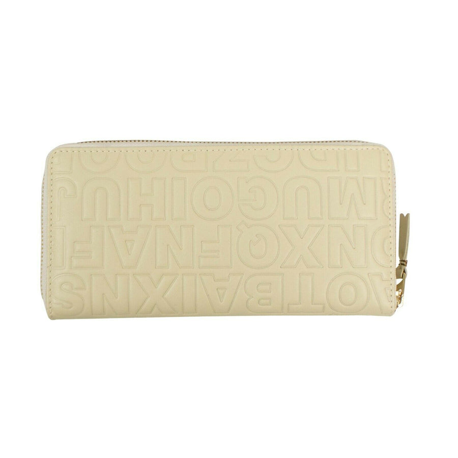 Leather Letter Embossed Wallet - Cream