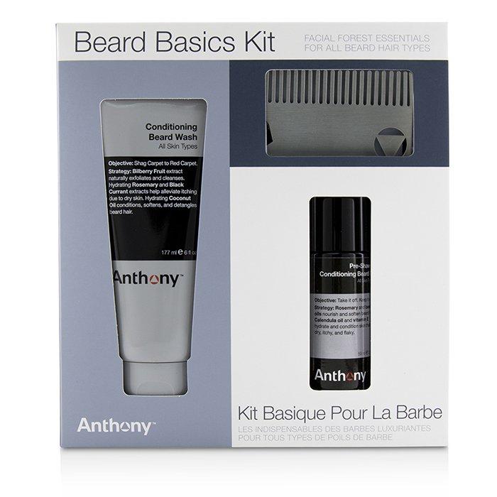 Beard Basics Kit: 1x Conditioning Beard Wash 177ml, 1x Pre-shave + Conditioning Beard Oil 59ml, 1x Beard Comb - 3pcs