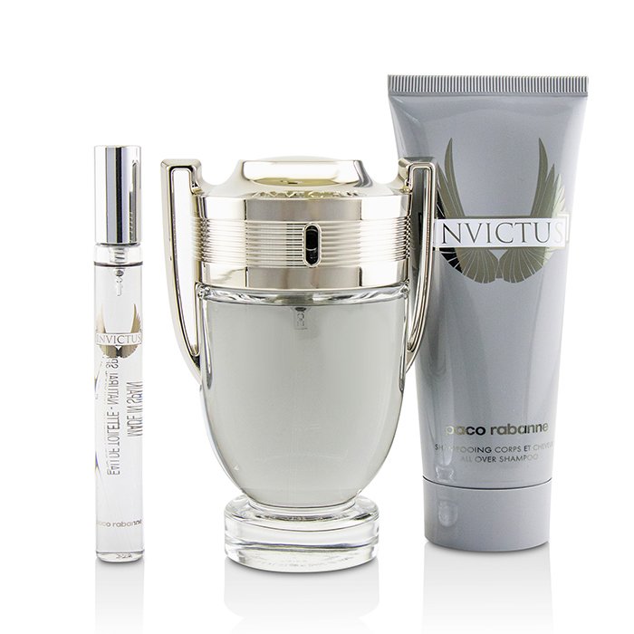 Invictus Coffret: Eau De Toilette Spray 100ml/3.4oz + All Over Shampoo 100ml/3.4oz + Eau De Toilette Spray 10ml/0.34oz - 3pcs