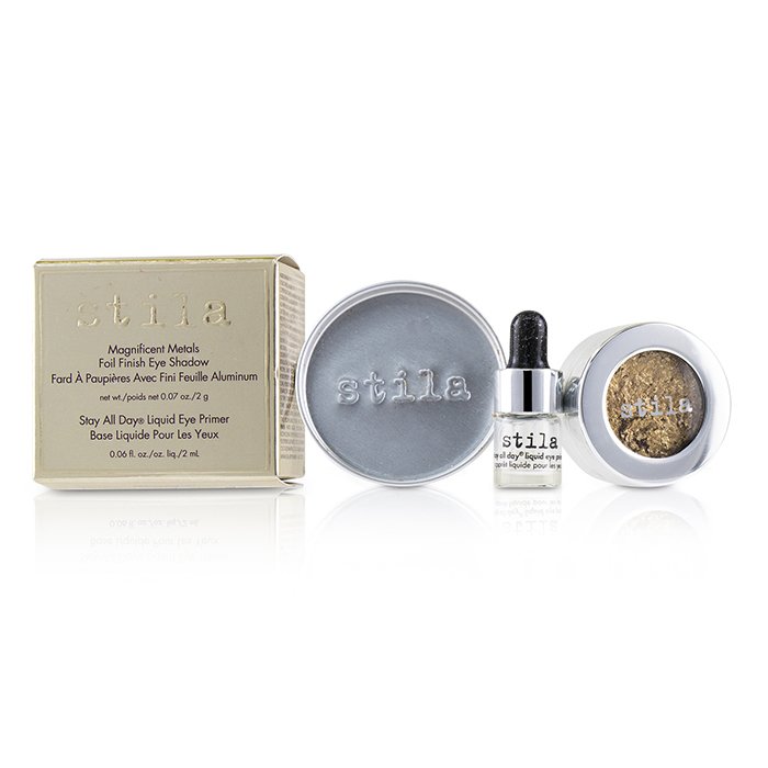 Magnificent Metals Foil Finish Eye Shadow With Mini Stay All Day Liquid Eye Primer - Gilded Gold - 2pcs