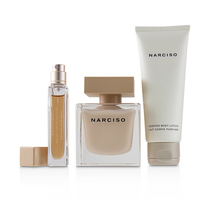 Narciso Poudree Coffret: Eau De Parfum Spray 90ml/3oz + Scented Body Lotion 75ml/2.5oz +eau De Parfum Purse Spray 10ml/0.33oz - 3pcs