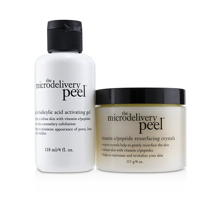 The Microdelivery Peel: Lactic/salicylic Acid Activating Gel 118ml + Vitamin C/peptide Resurfacing Crystals - 2pcs