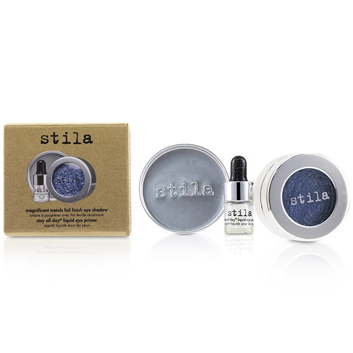 Magnificent Metals Foil Finish Eye Shadow With Mini Stay All Day Liquid Eye Primer - Metallic Cobalt - 2pcs