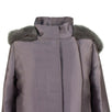 Short Fur Trim Hood Down Filled Coat - Gray