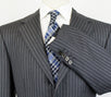 Drop 6 Striped Wool 3 Roll 2 Button Suit - Gray