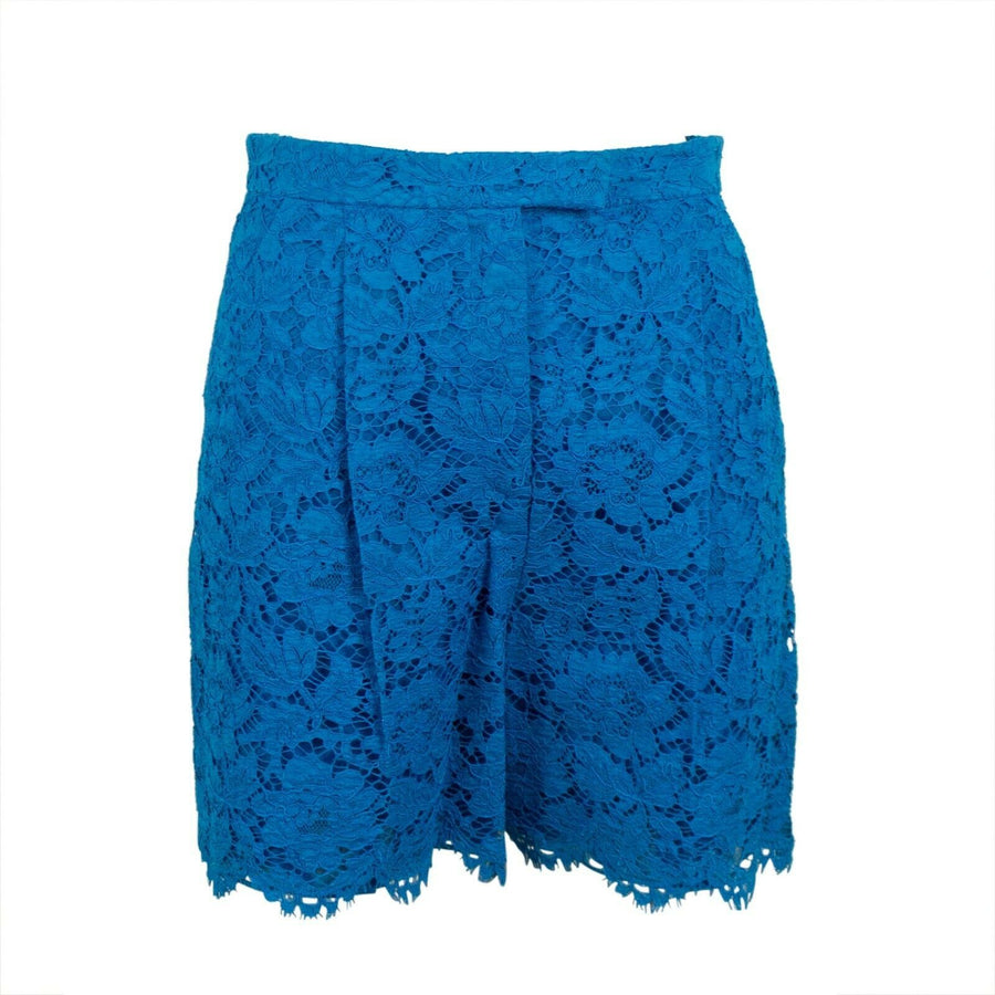 Floral Embroidered Lace Shorts - Blue