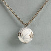 Antique Silver White Pearl Long Necklace