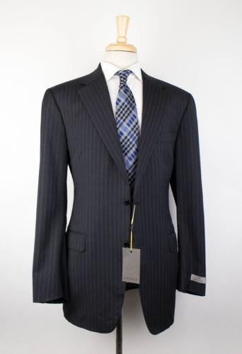 Drop 7 Striped Wool Slim/Trim Fit 2 Button Suit - Gray