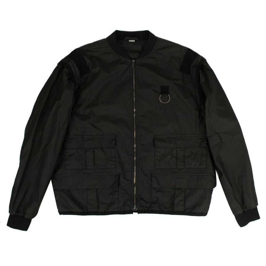 Cotton Back Gucci Logo Utility Bomber Jacket - Black