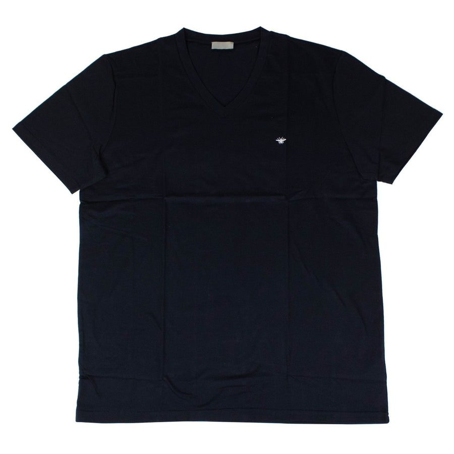 HOMME Bee V-Neck Cotton T-Shirt - Navy