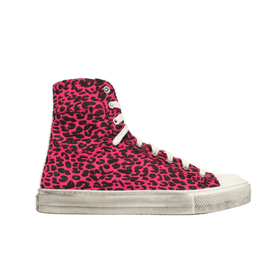 'Sunset' Pink/White Leopard Print Sneakers