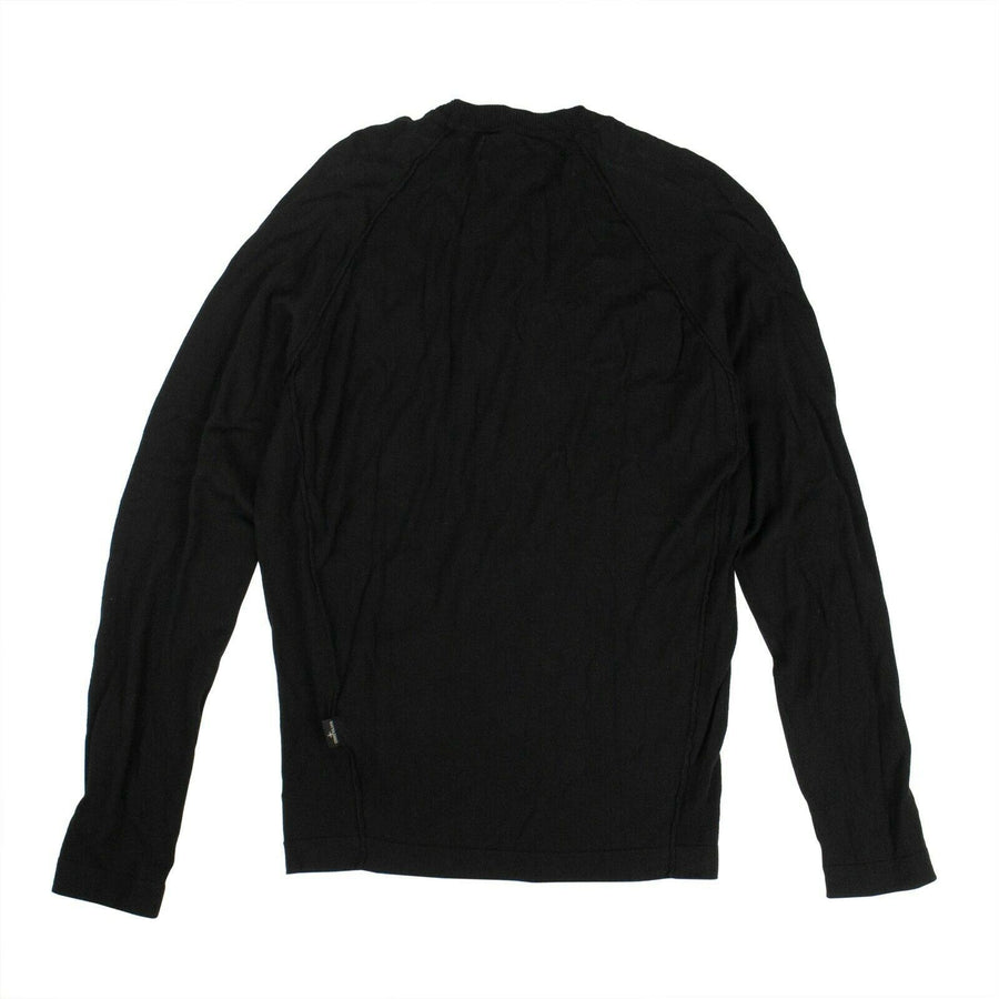 Cotton Thin Knit Crew Neck Sweater - Black